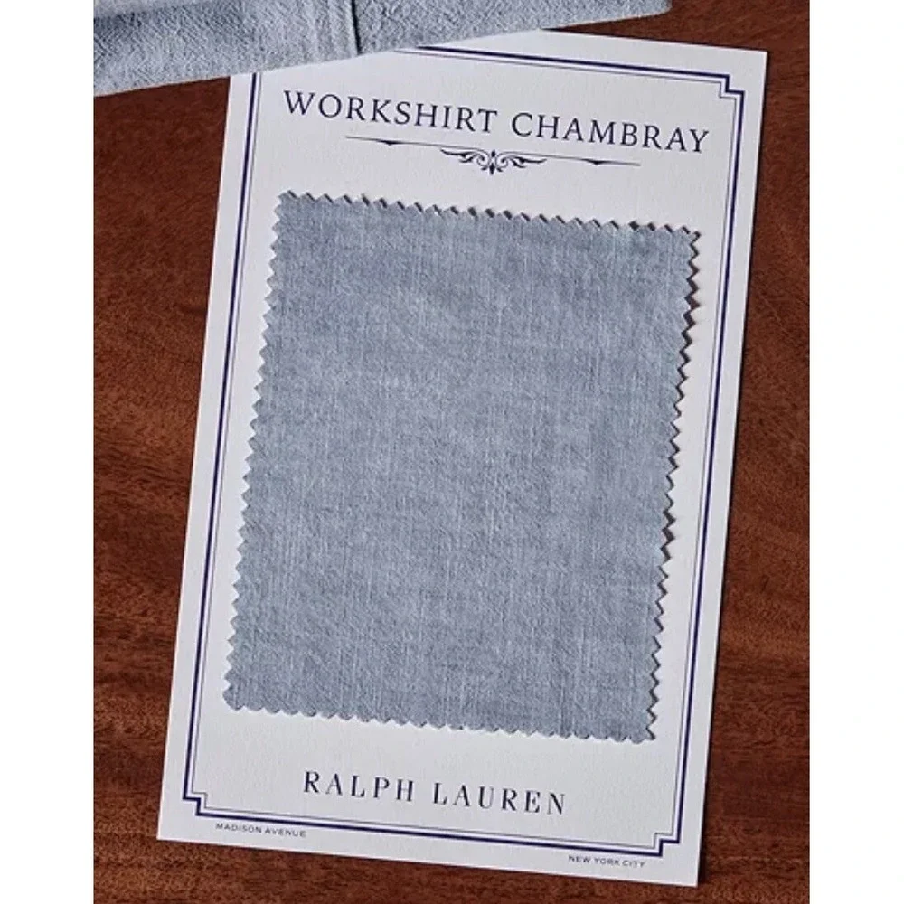 Ralph Lauren Sheet California King Extra Deep Fitted Workshirt Chambray Blue NEW